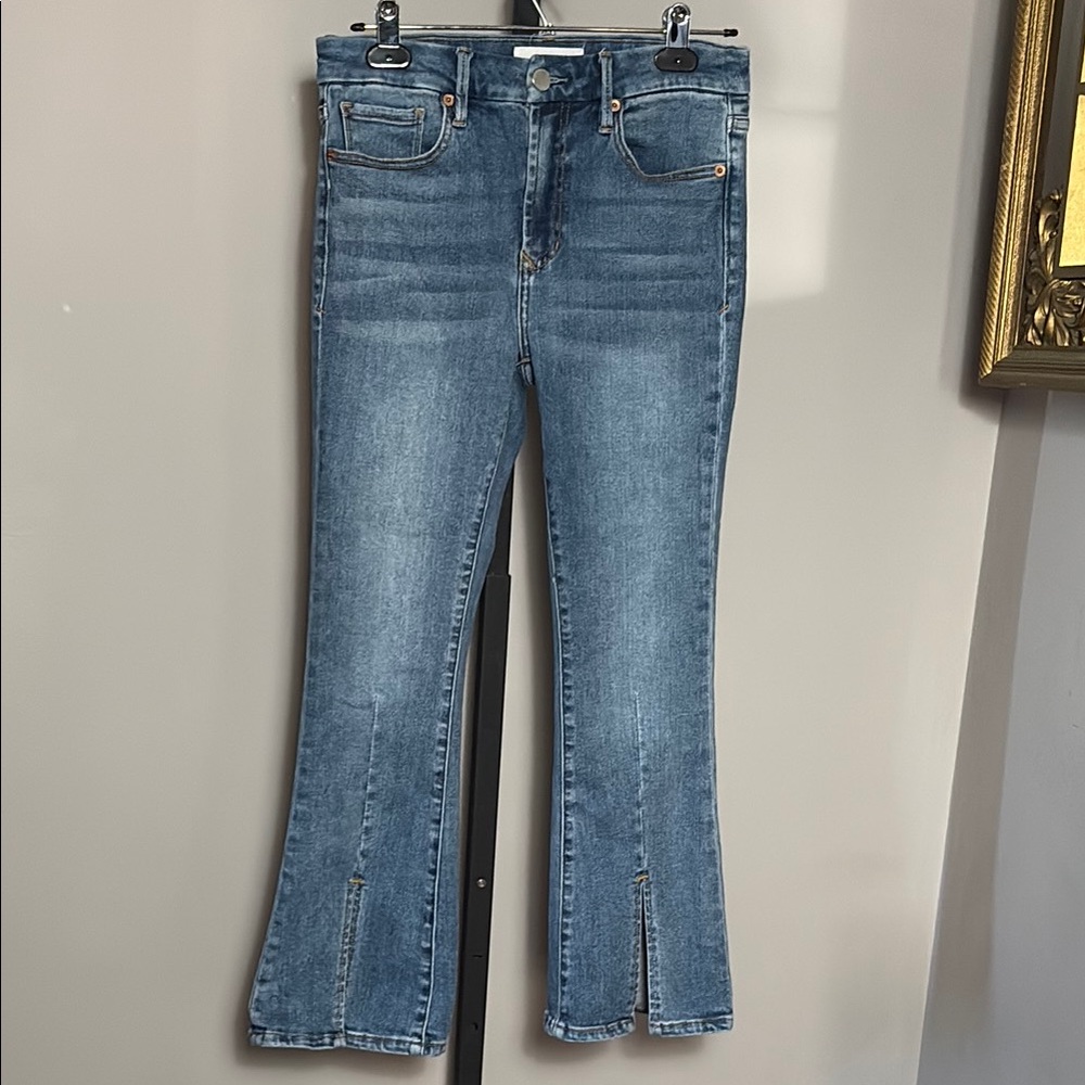 Dear John Size 27 Jeanne Flare High Rise Crop Front Split Jeans